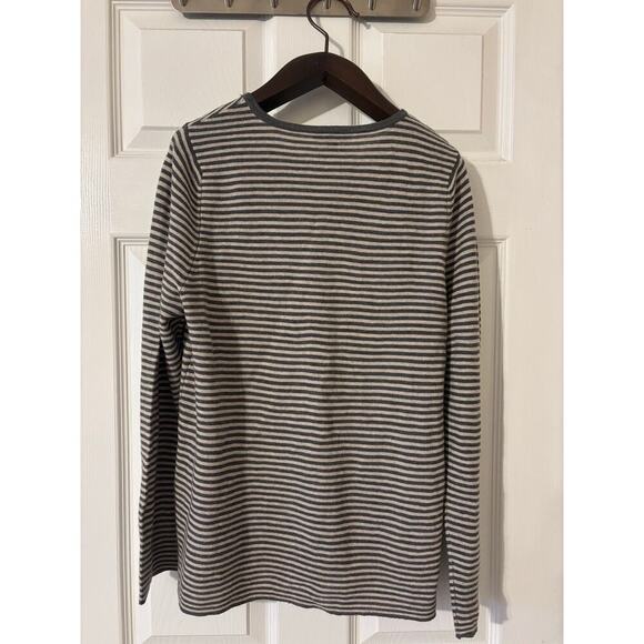 Eileen Fisher Italian yarn striped gray sweater sz petite large - Picture 5 of 8